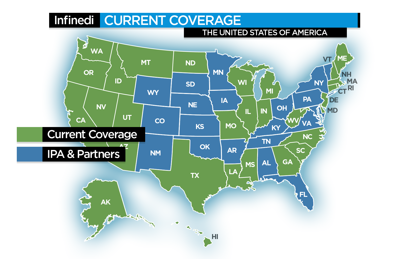 Infinedi Current Coverage U.S. Map