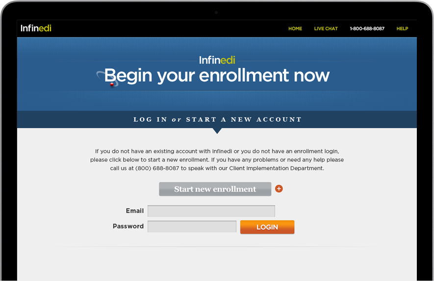 Infinedi Enrollment Screen